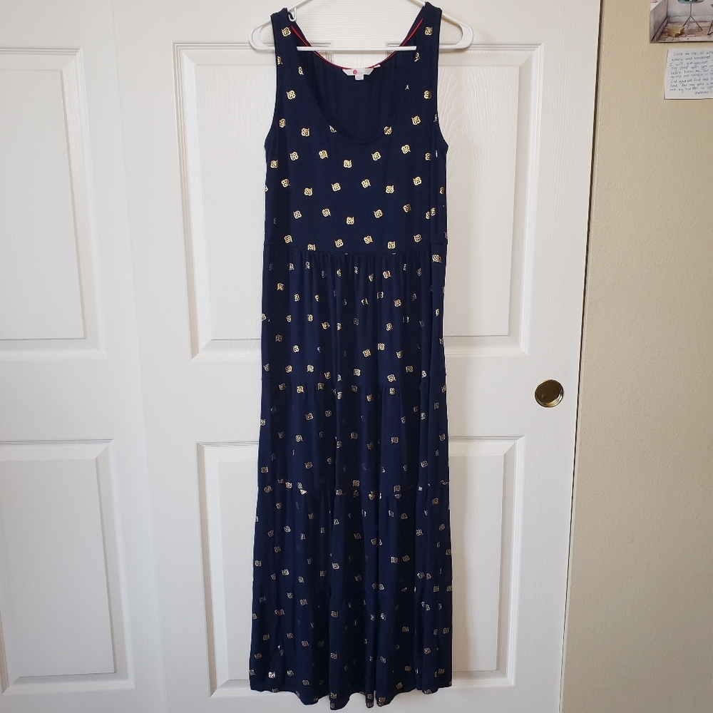 Boden Navy and Gold Maxi Dress
